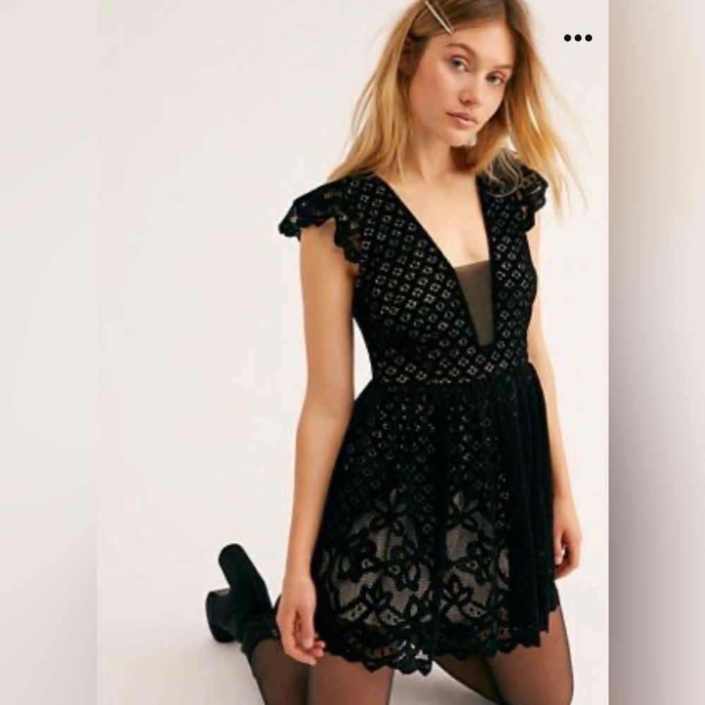 Free People FP One Naomi flocked velvet mini-dress - small